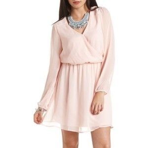 Charlotte Russe pink chiffon wrap dress